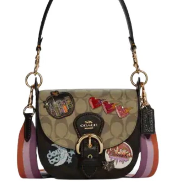 NWT Coach Kleo Disco Signature Crossbody Embellished Patchs Saddle Shoulder Bag - Picture 13 of 15